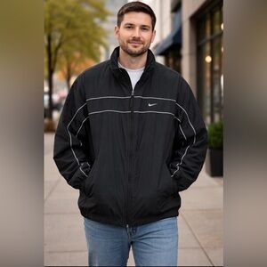 Vintage Nike Silver Tag Windbreaker Jacket - Black/Grey XL